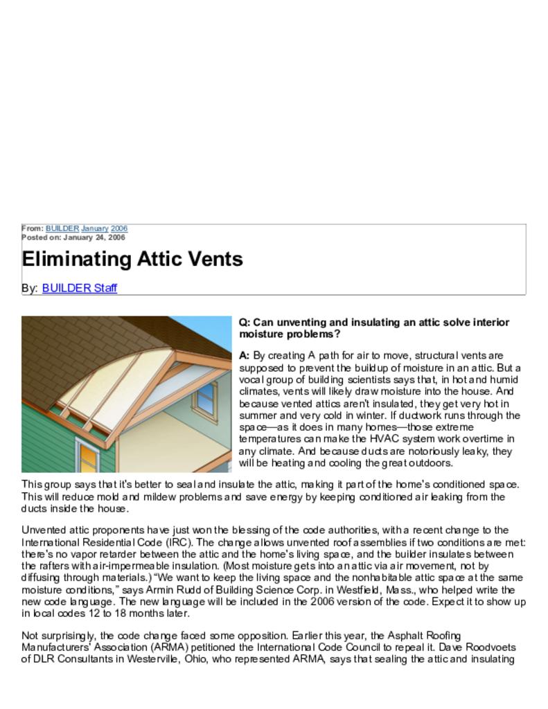PA-0601: Eliminating Attic Vents | Building Science Corporation