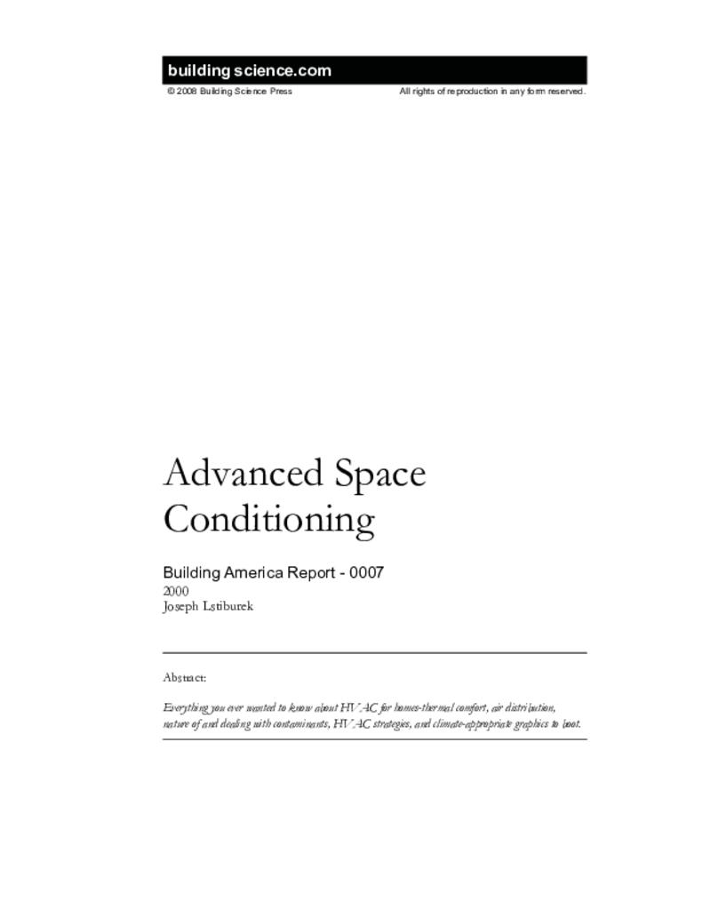 BA0007 Advanced Space Conditioning Building Science Corporation